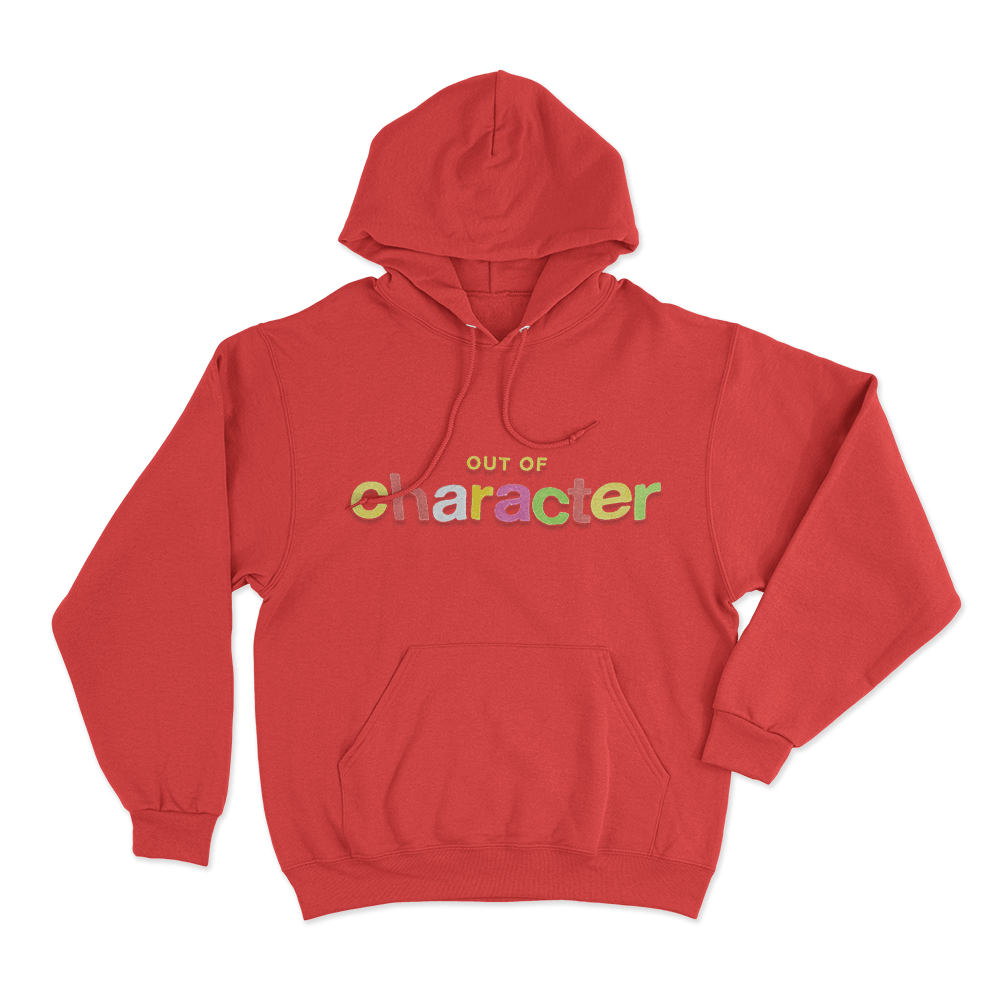 Colorful Out Of Character Unisex Hoodie Red Colorful Out Of Character Unisex Hoodie Red