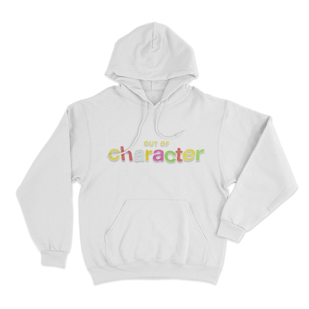 Colorful Out Of Character Unisex Hoodie White Colorful Out Of Character Unisex Hoodie White