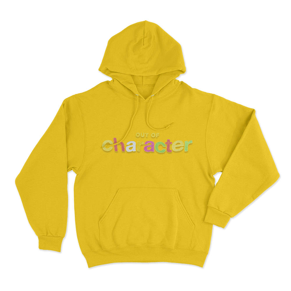 Colorful Out Of Character Unisex Hoodie Yellow Colorful Out Of Character Unisex Hoodie Yellow